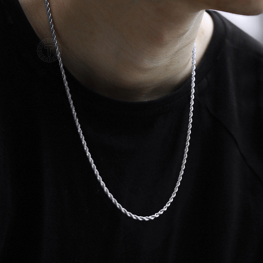 3mm Gold Silver Rope Chain Necklace 18-24inch