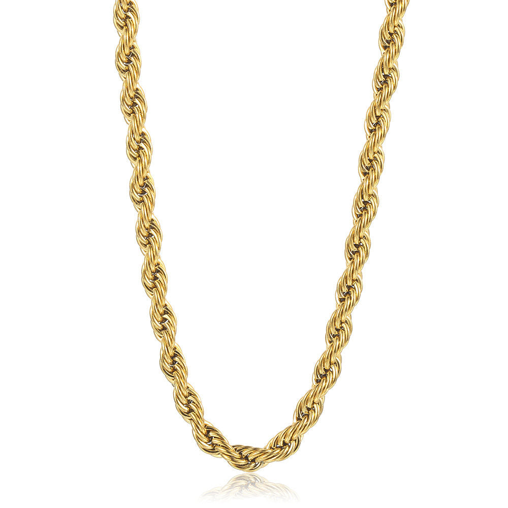 3mm Gold Silver Rope Chain Necklace 18-24inch