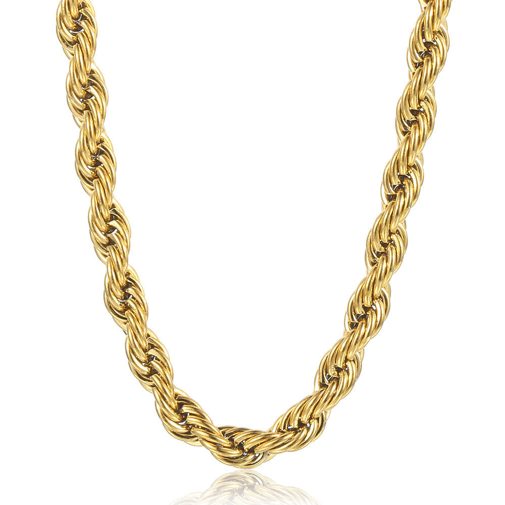 7mm Gold Silver Rope Chain Necklace 18-24inch