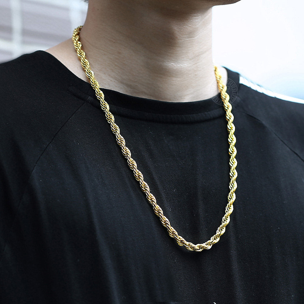 7mm Gold Silver Rope Chain Necklace 18-24inch