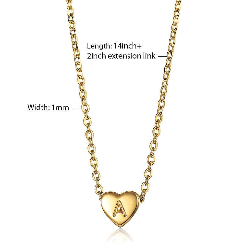Gold Mini Heart Initial Letter Charm Choker Necklace 14+2inch