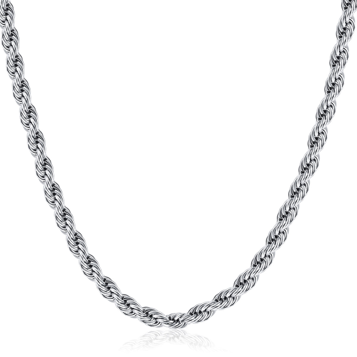 2mm Silver Rope Chain Necklace 18-26inch