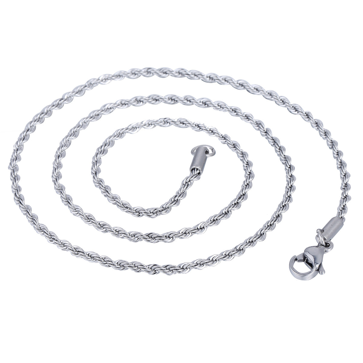 2mm Silver Rope Chain Necklace 18-26inch