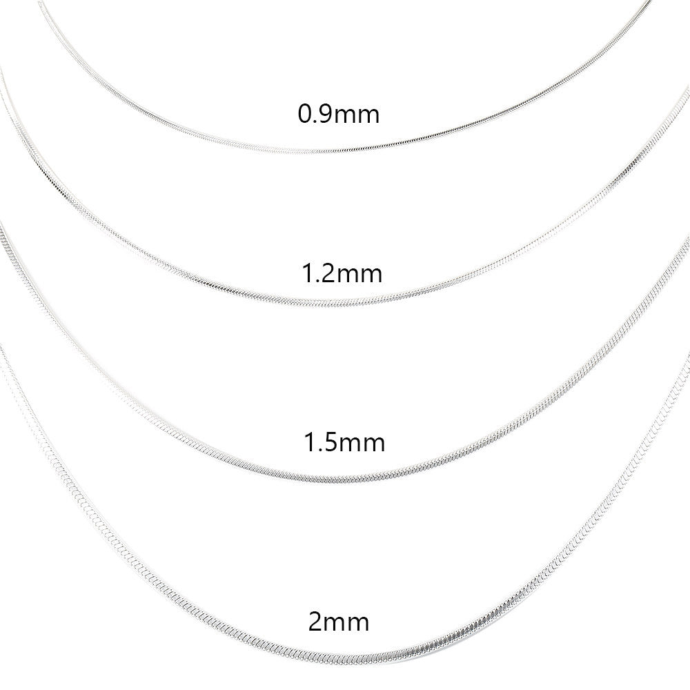 0.9/1.2/1.5/2mm Square Snake Chain Necklace 22inch