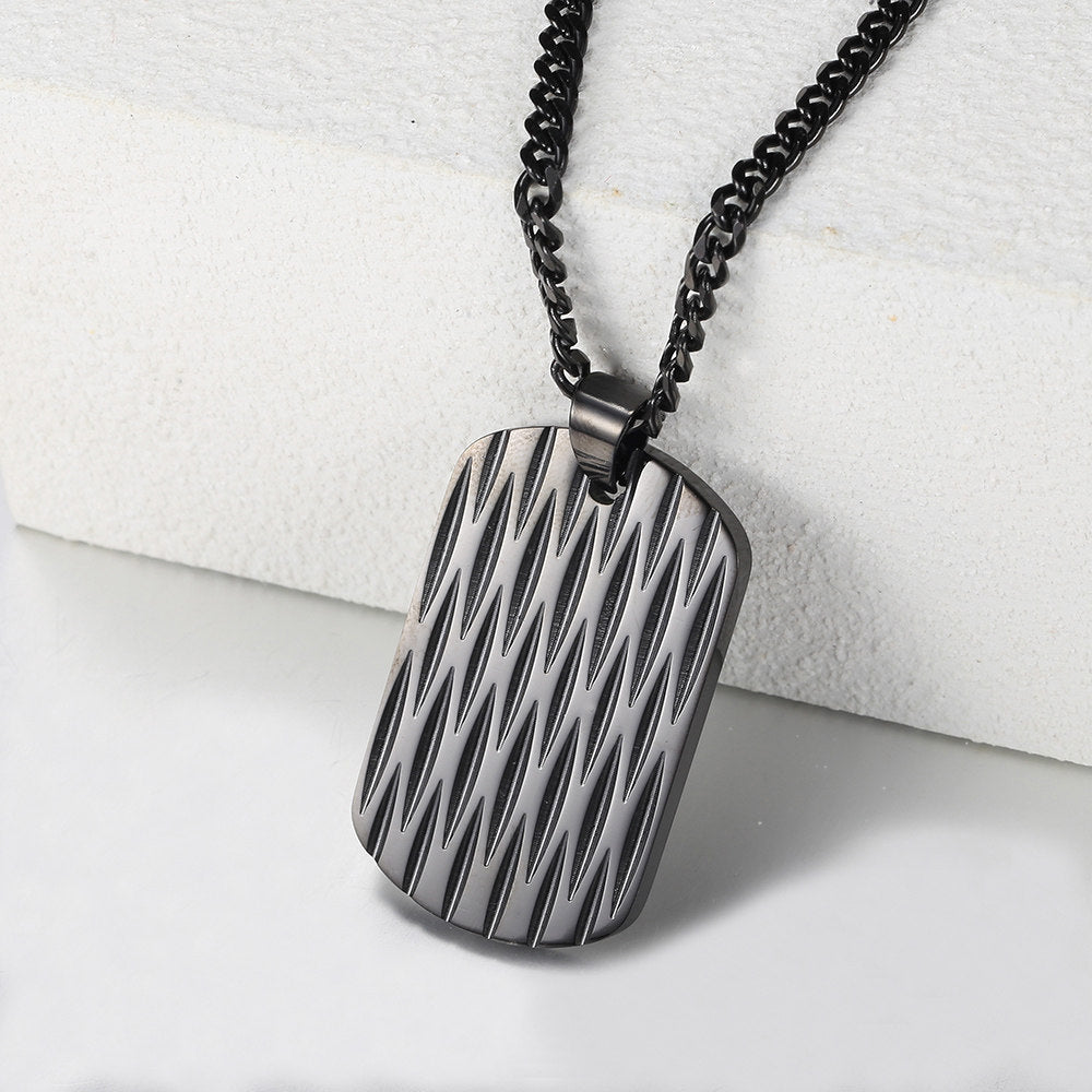 3mm Dog Tag Pendant Necklace Cuban Chain 18-24inch
