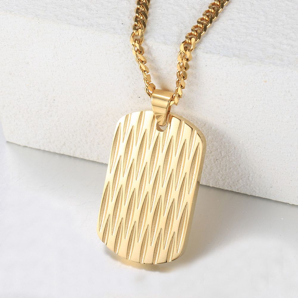 3mm Dog Tag Pendant Necklace Cuban Chain 18-24inch