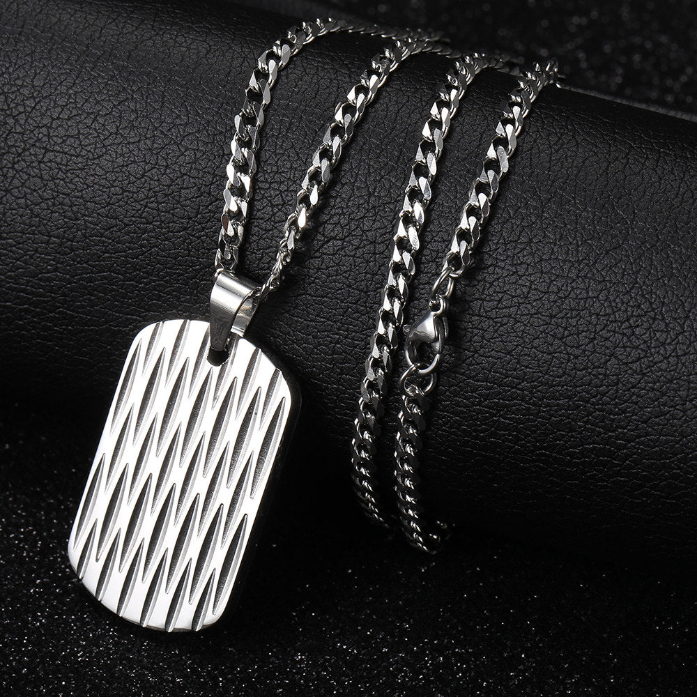 3mm Dog Tag Pendant Necklace Cuban Chain 18-24inch