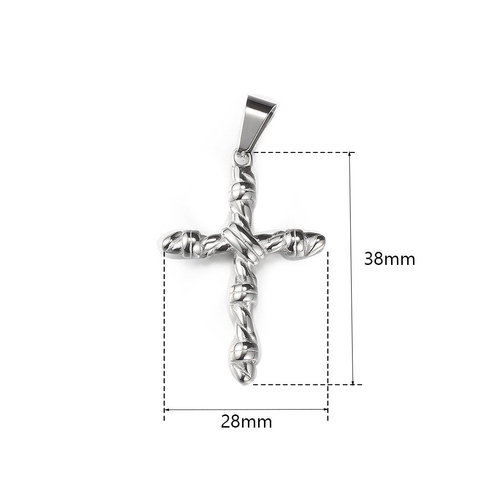 Silver Black Gold Cross Pendant Necklace Cuban Chain 18-24inch