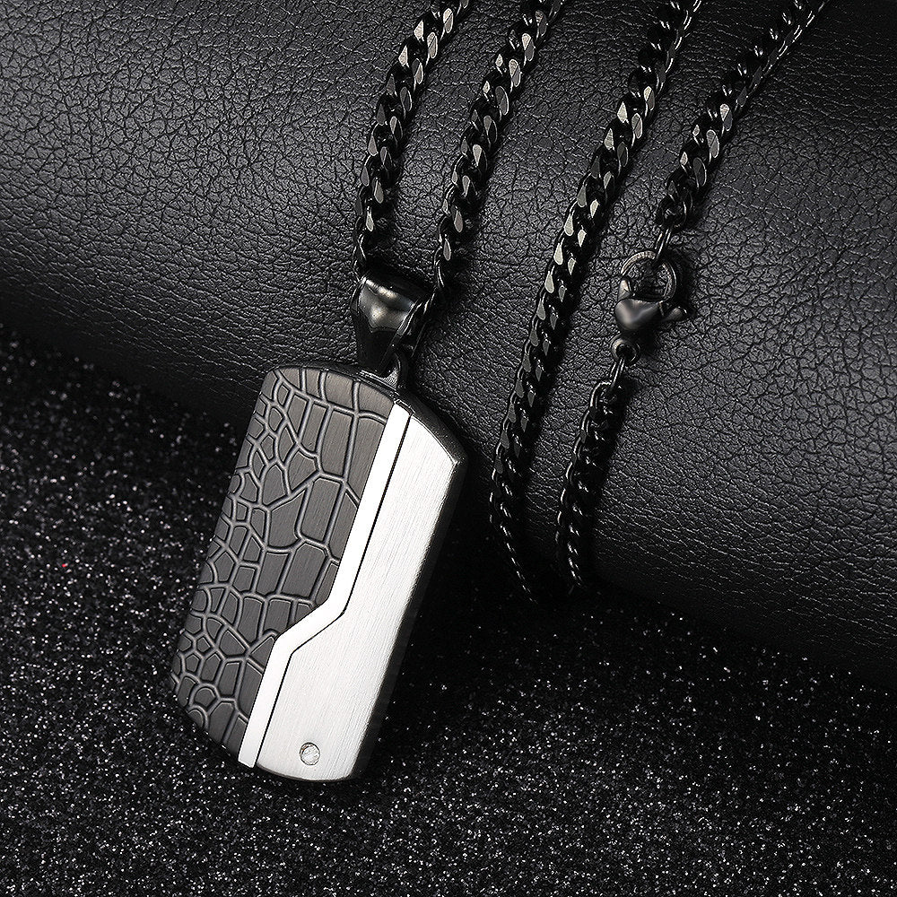 Black Dog Tag Pendant Necklace 18-24inch