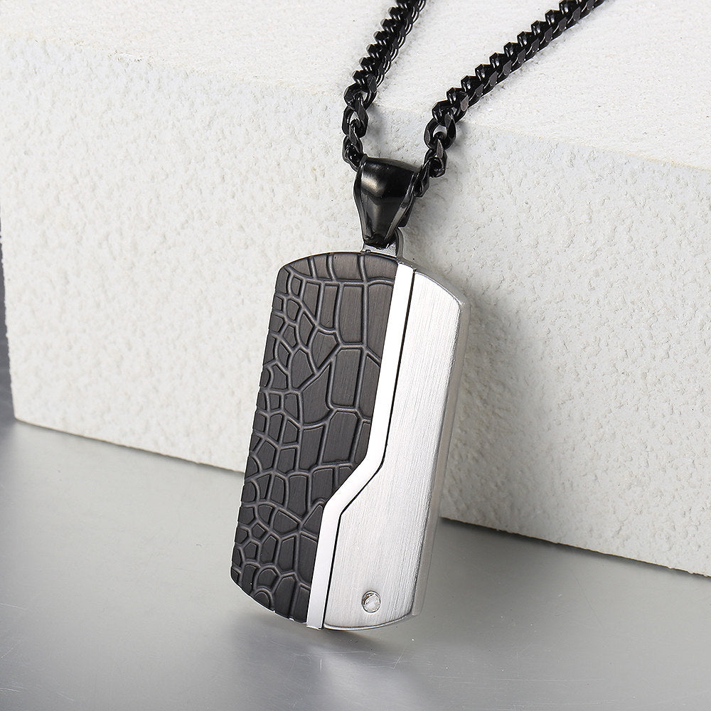 Black Dog Tag Pendant Necklace 18-24inch
