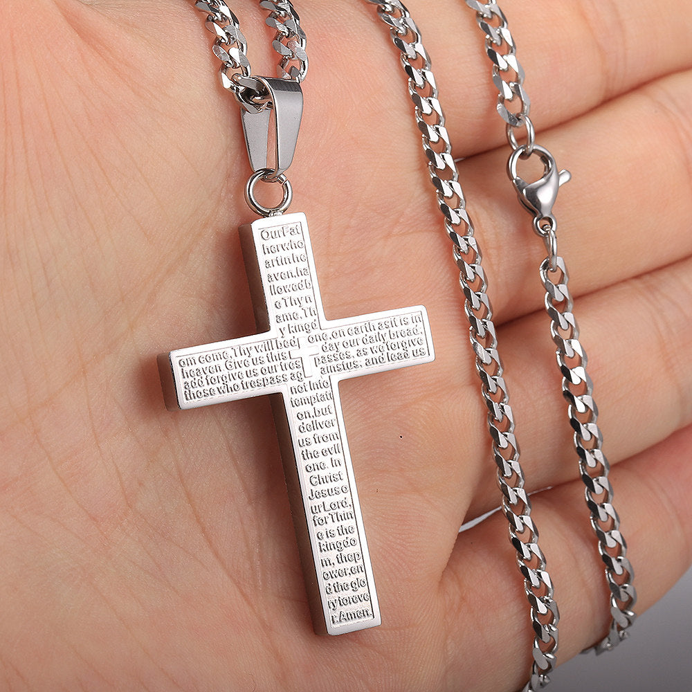 Silver Gold Black Cross Pendant Necklace 18-24inch
