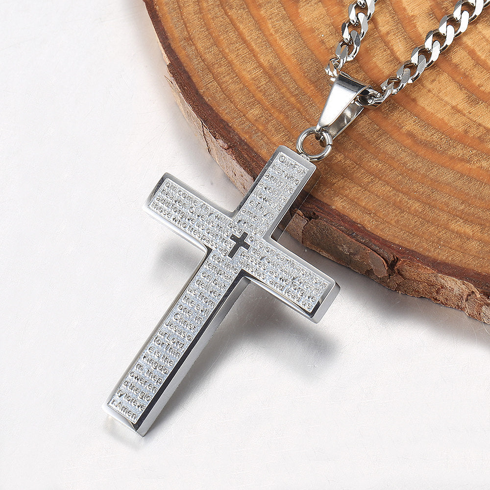 Silver Gold Black Cross Pendant Necklace 18-24inch