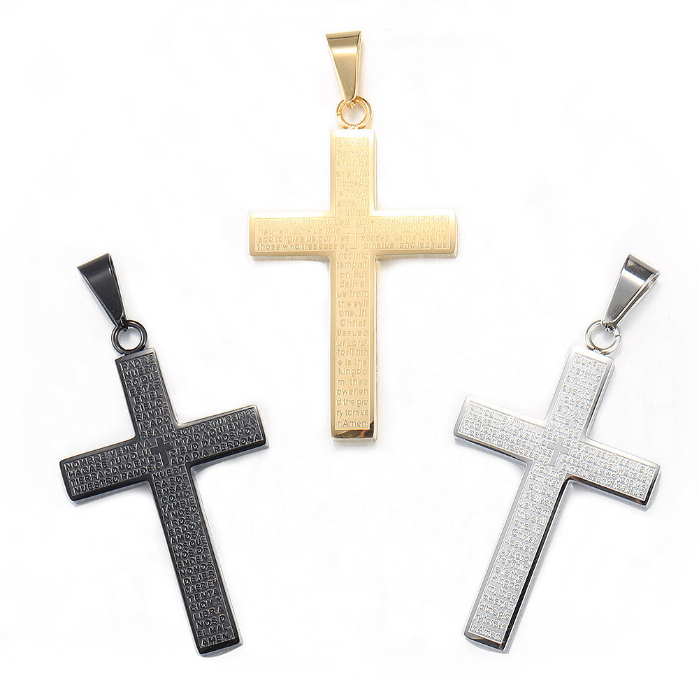 Silver Gold Black Cross Pendant Necklace 18-24inch