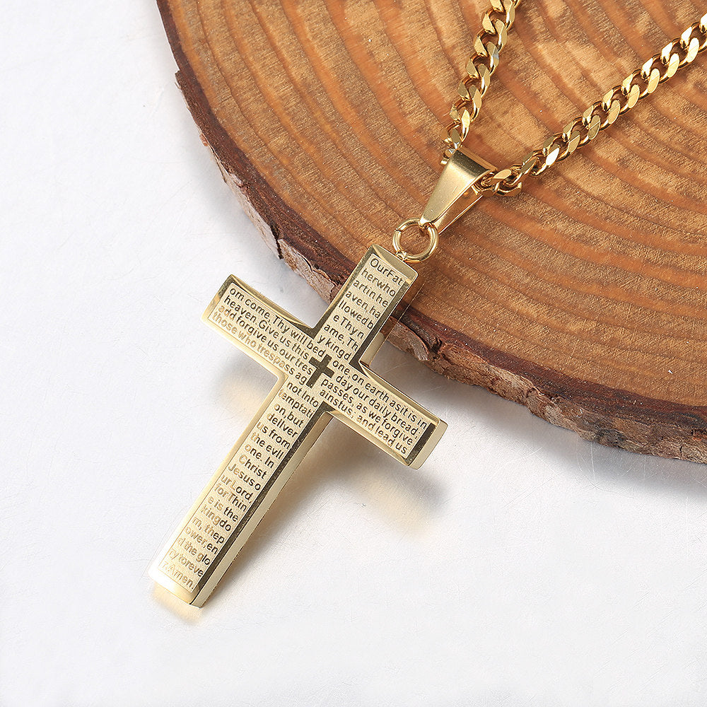 Silver Gold Black Cross Pendant Necklace 18-24inch