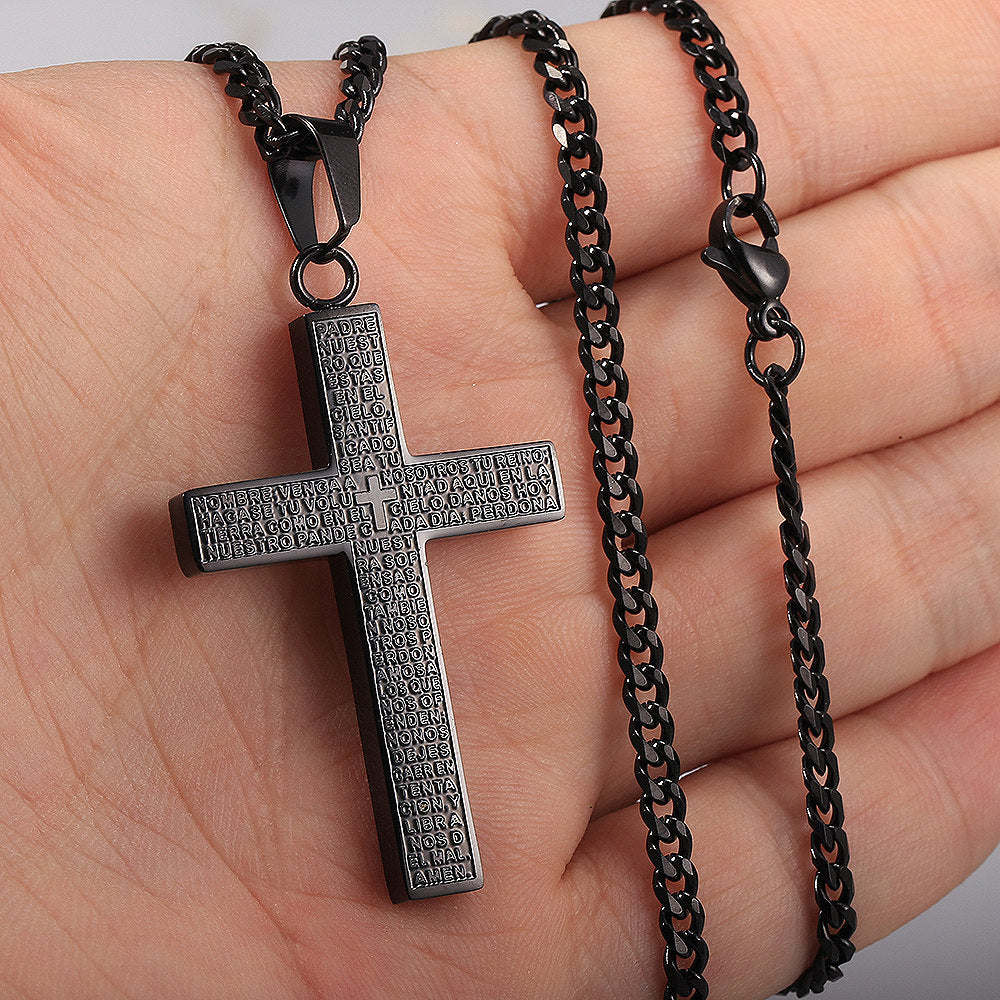 Silver Gold Black Cross Pendant Necklace 18-24inch