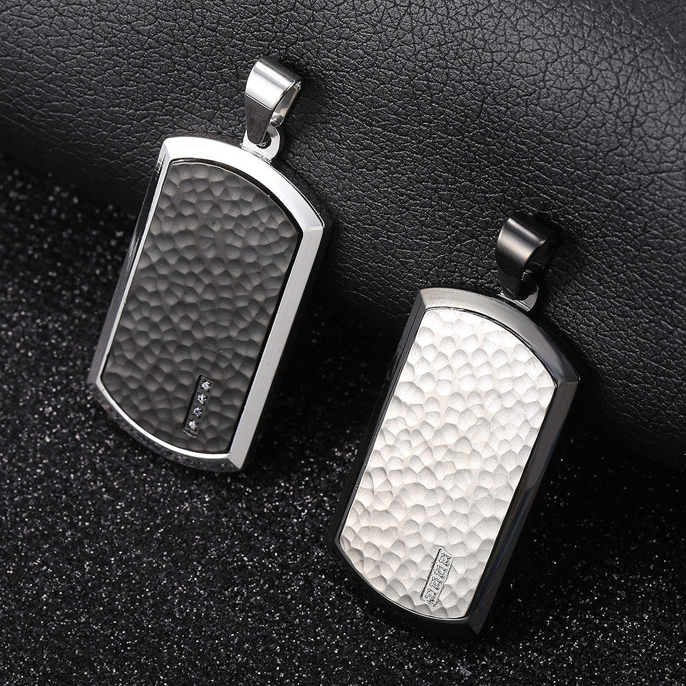 3mm Silver Black Dog Tag Pendant Necklace 18-24inch