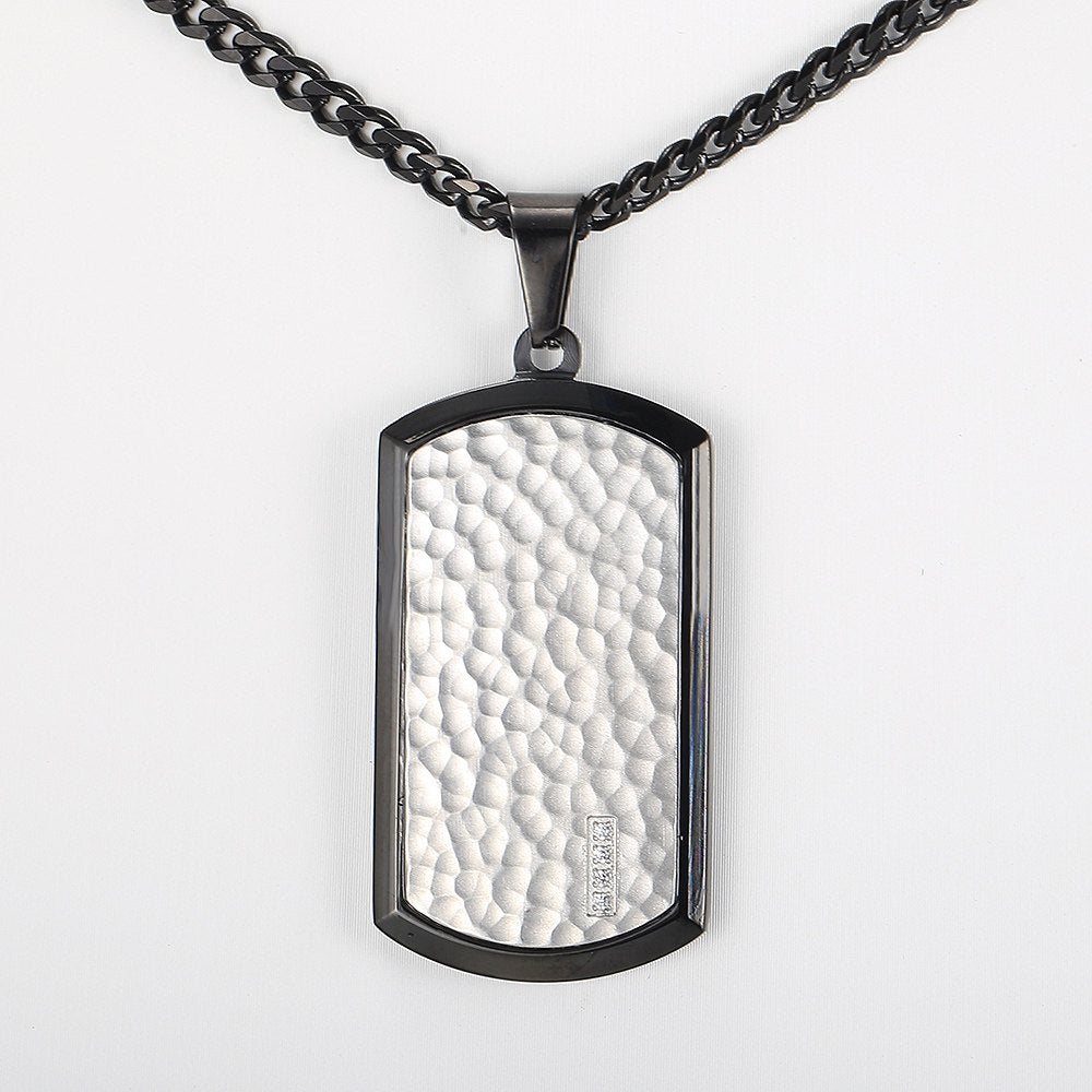 3mm Silver Black Dog Tag Pendant Necklace 18-24inch