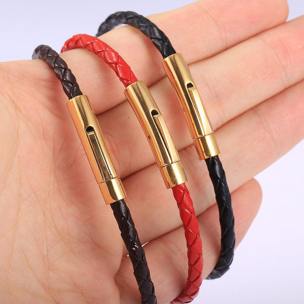 4/6mm Man-made Leather Bracelet 7-10inch