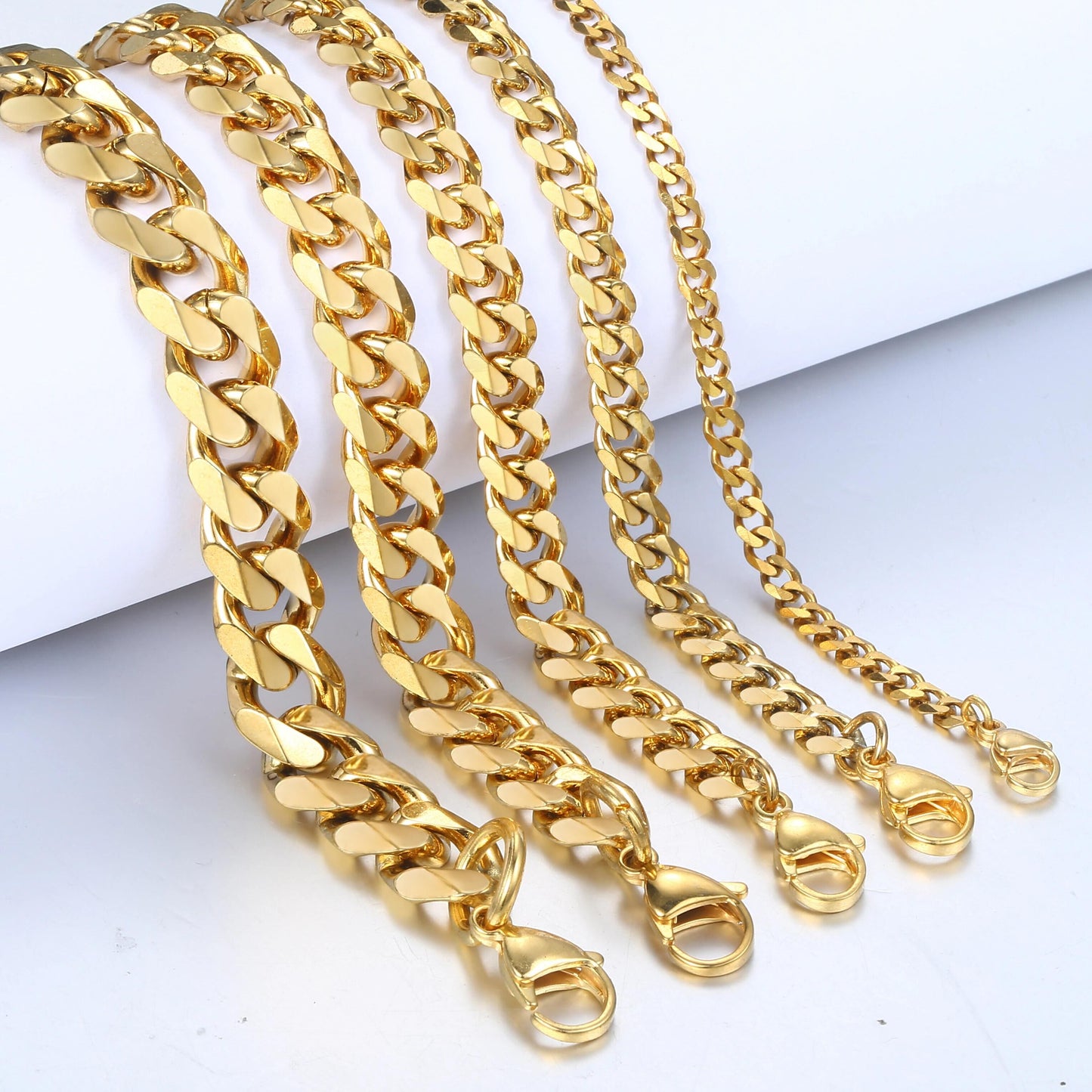 3/5/7/9/11mm Silver Gold Black Cuban Chain Bracelet 7-10inch