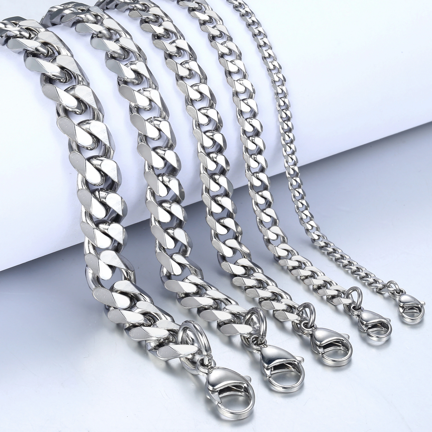 3/5/7/9/11mm Silver Gold Black Cuban Chain Bracelet 7-10inch