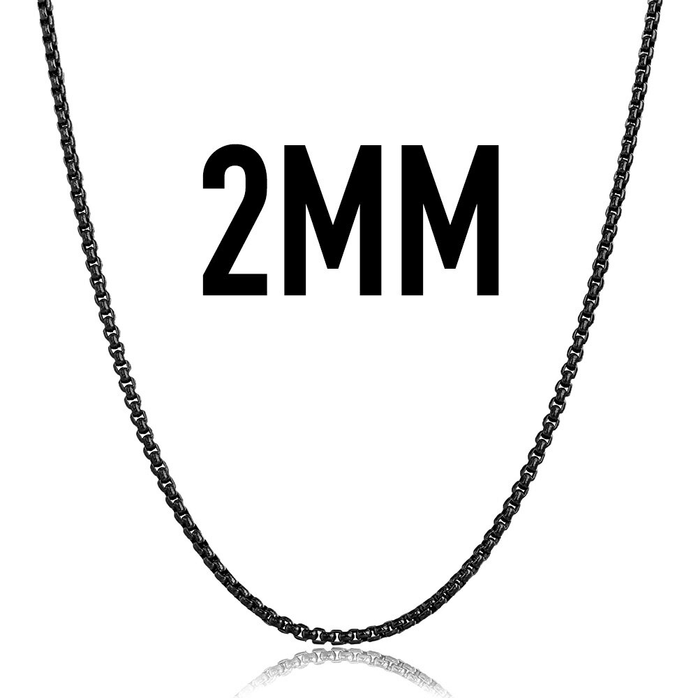 2mm Gold Silver Black Box Chain Necklace 18-30inch