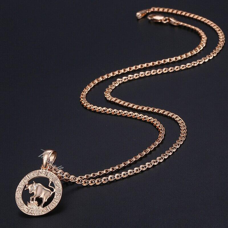 Rose Gold Zodiac Pendant Necklace 20inch