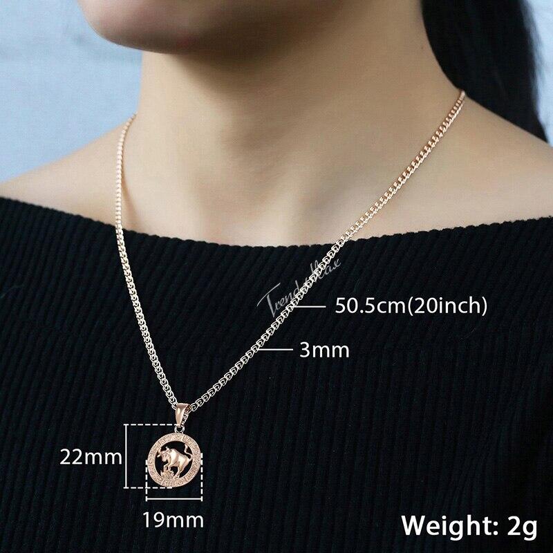 Rose Gold Zodiac Pendant Necklace 20inch