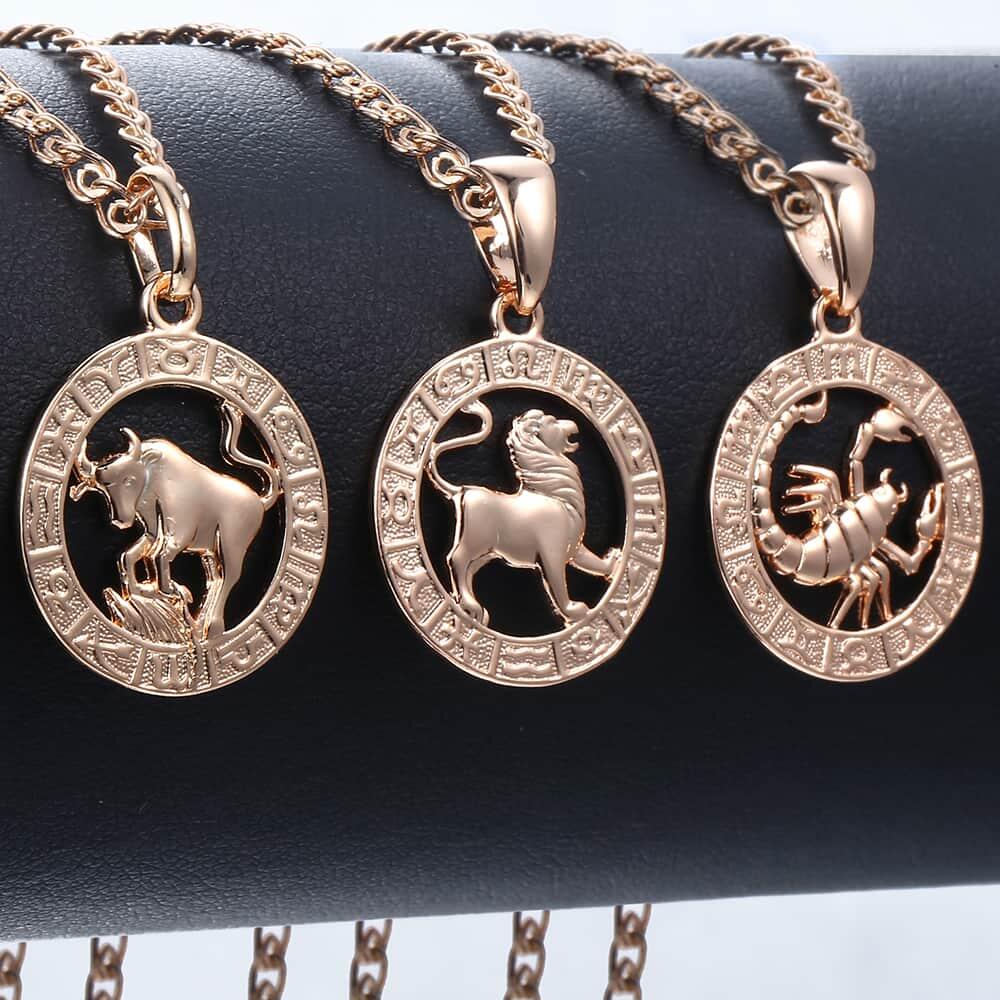 Rose Gold Zodiac Pendant Necklace 20inch