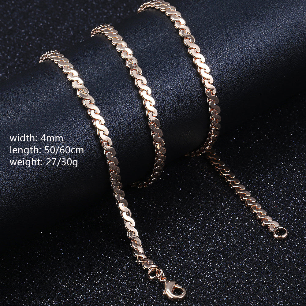 4mm Rose Gold Color Necklace Herringbone Link Chain