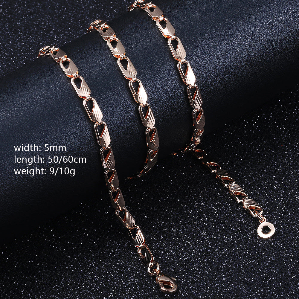 5mm Rose Gold Color Necklace Rectangle Chain