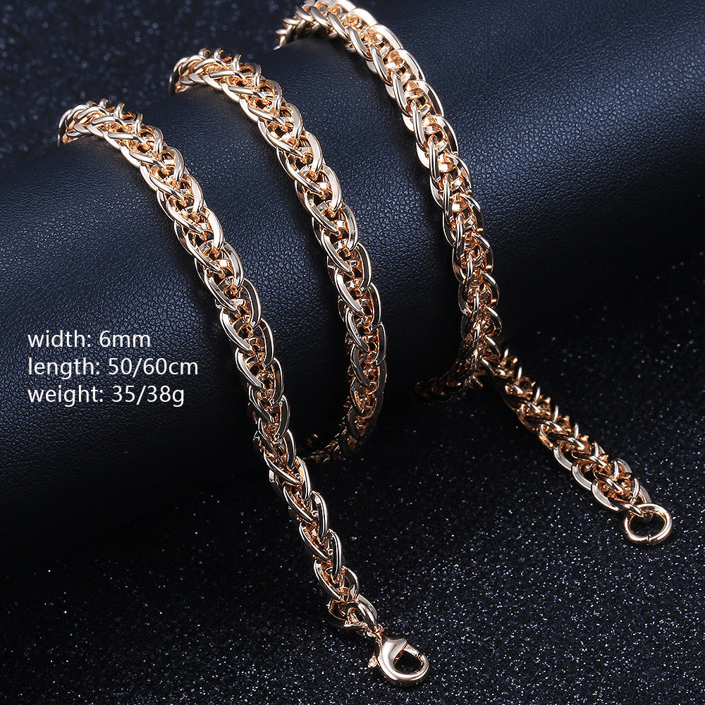 6mm Twisted Weave Necklace 585 Rose Gold Color