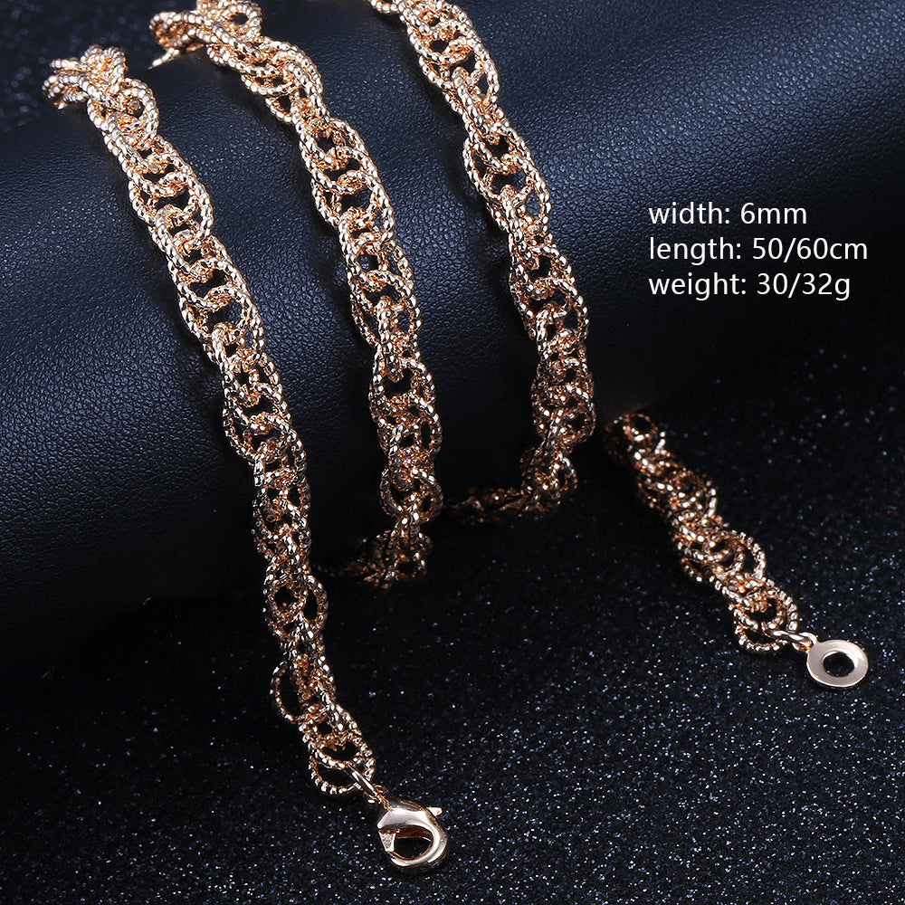 6mm 585 Rose Gold Color Necklace Twisted Chain