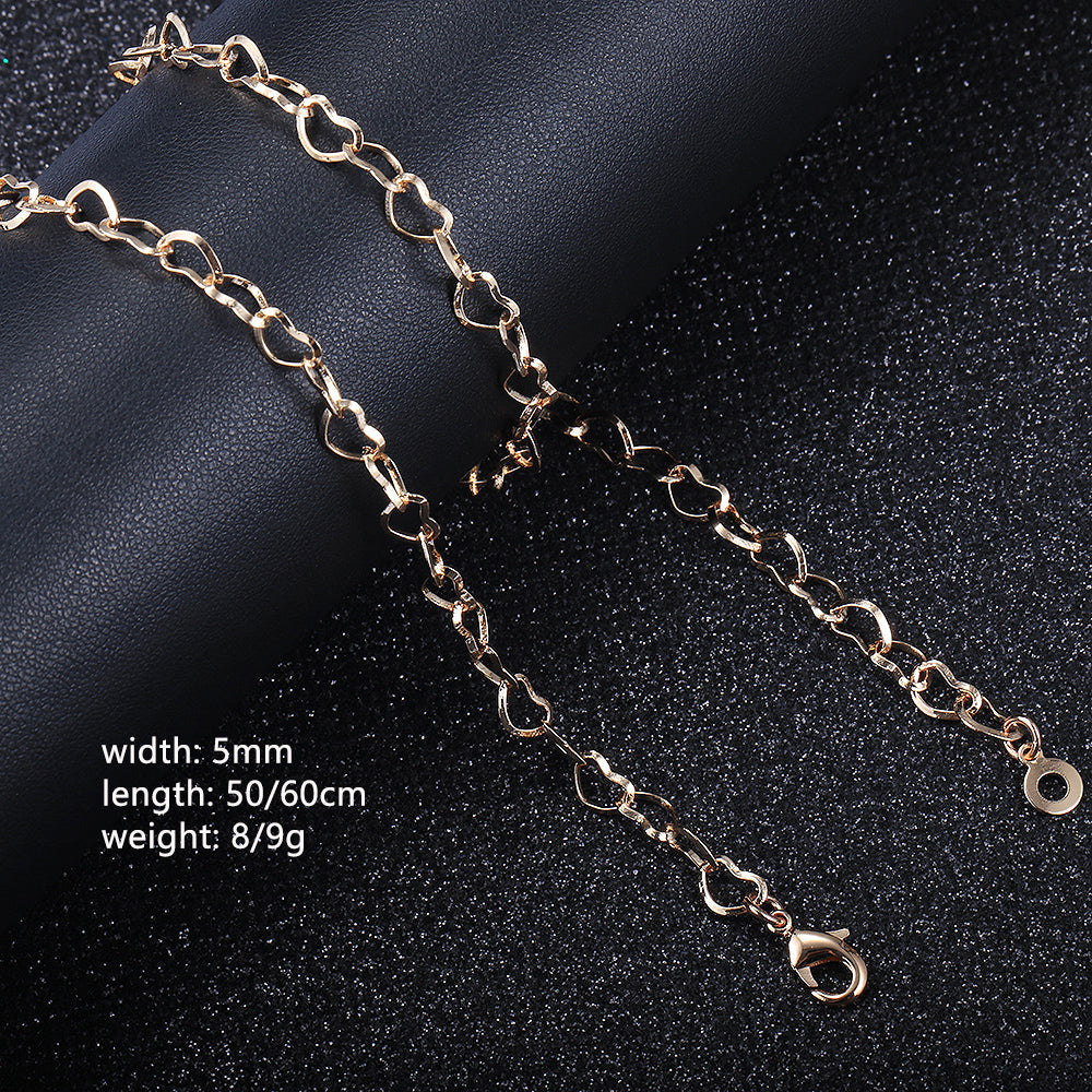 5mm Rose Gold Color Necklace Heart Love Link Chain