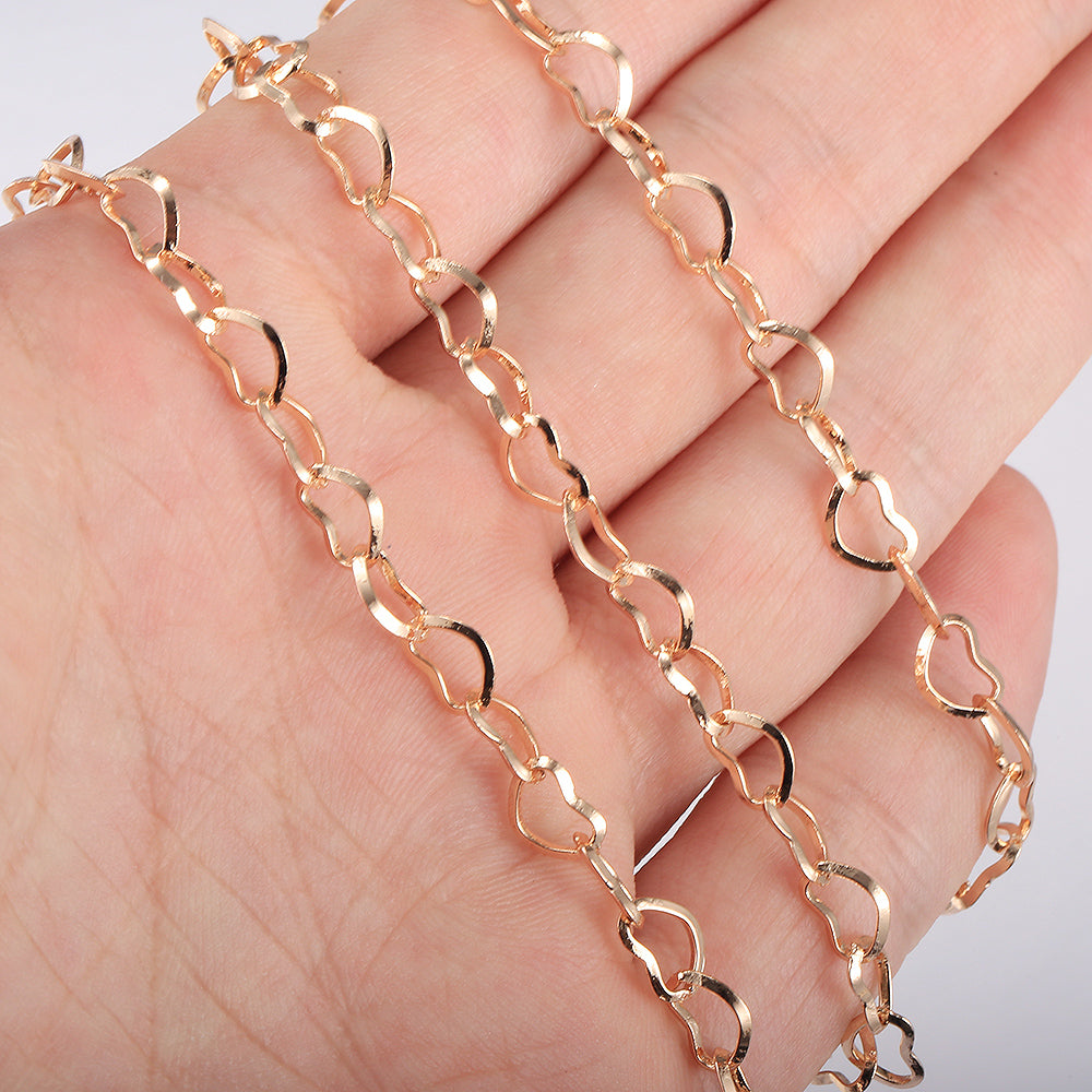 5mm Rose Gold Color Necklace Heart Love Link Chain