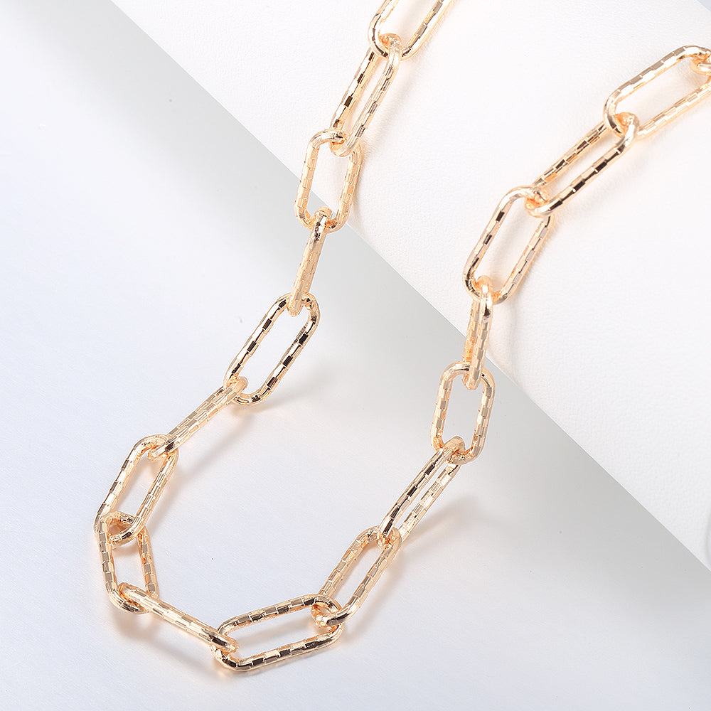 7mm Paperclip Cable Chain Necklace Rose Gold Color 20/24inch