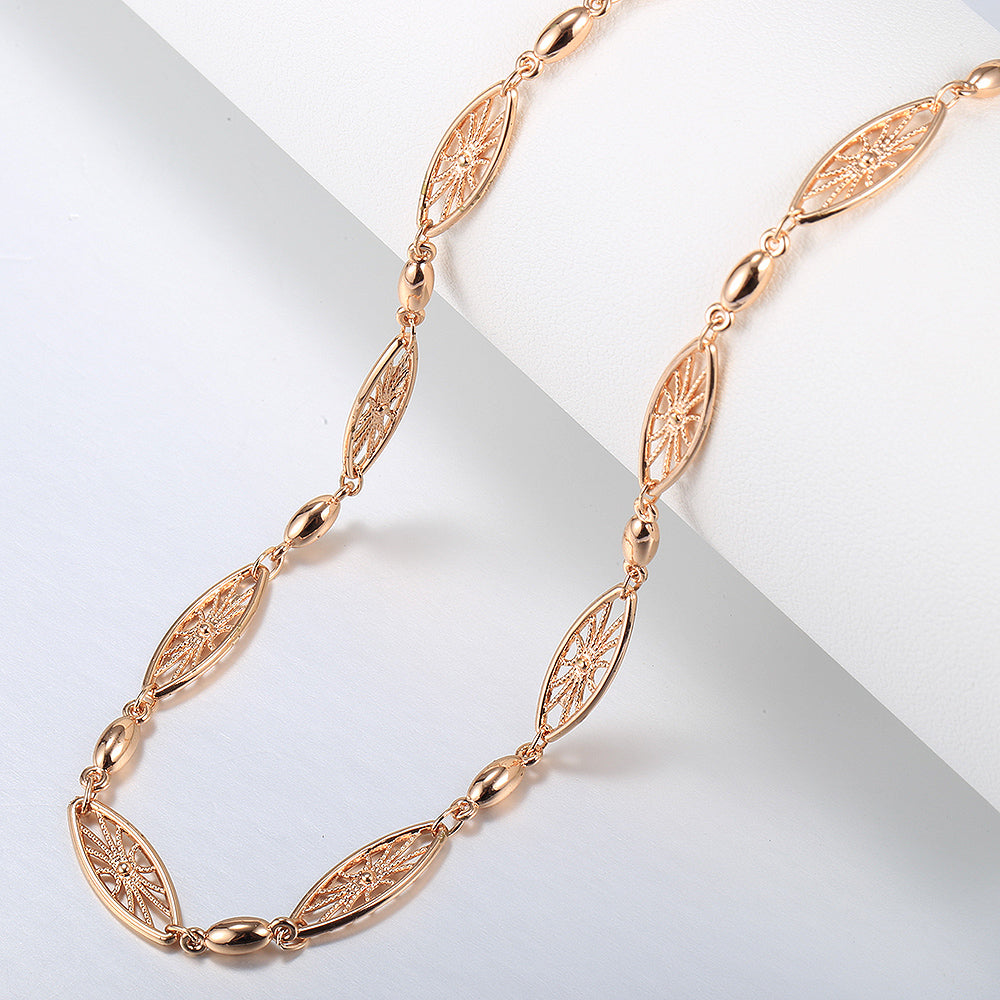 6mm Cut Out Olive Chain Necklace 585 Rose Gold Color