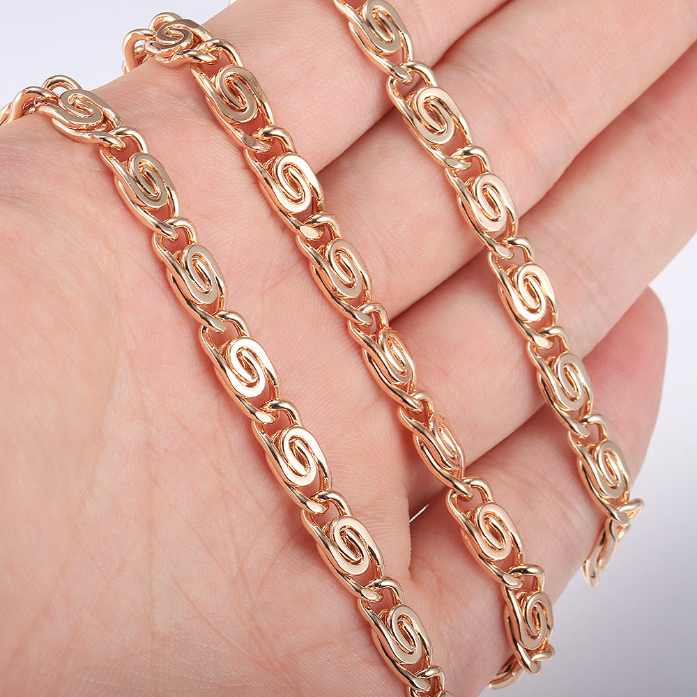 6mm Rose Gold Color Necklace Snail Link Chain