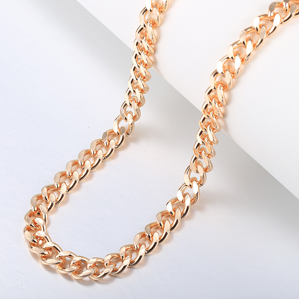 7mm Cuban Chain Necklace 585 Rose Gold Color