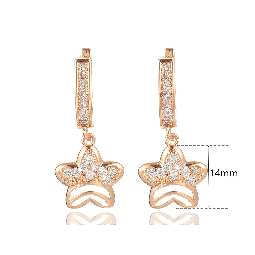 Cut Out Star Earrings 585 Rose Gold CZ Drop Earrings