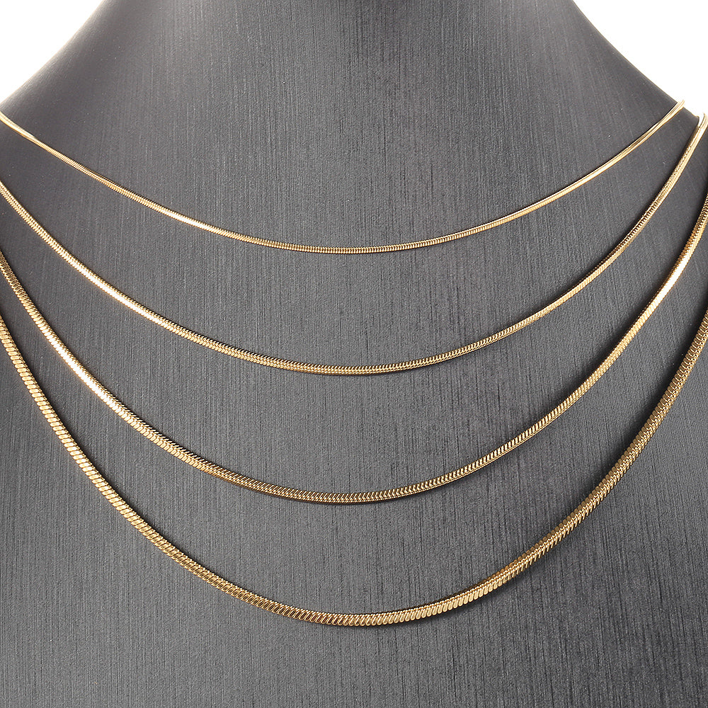 0.9/1.2/1.5/2mm Square Snake Chain Necklace 22inch
