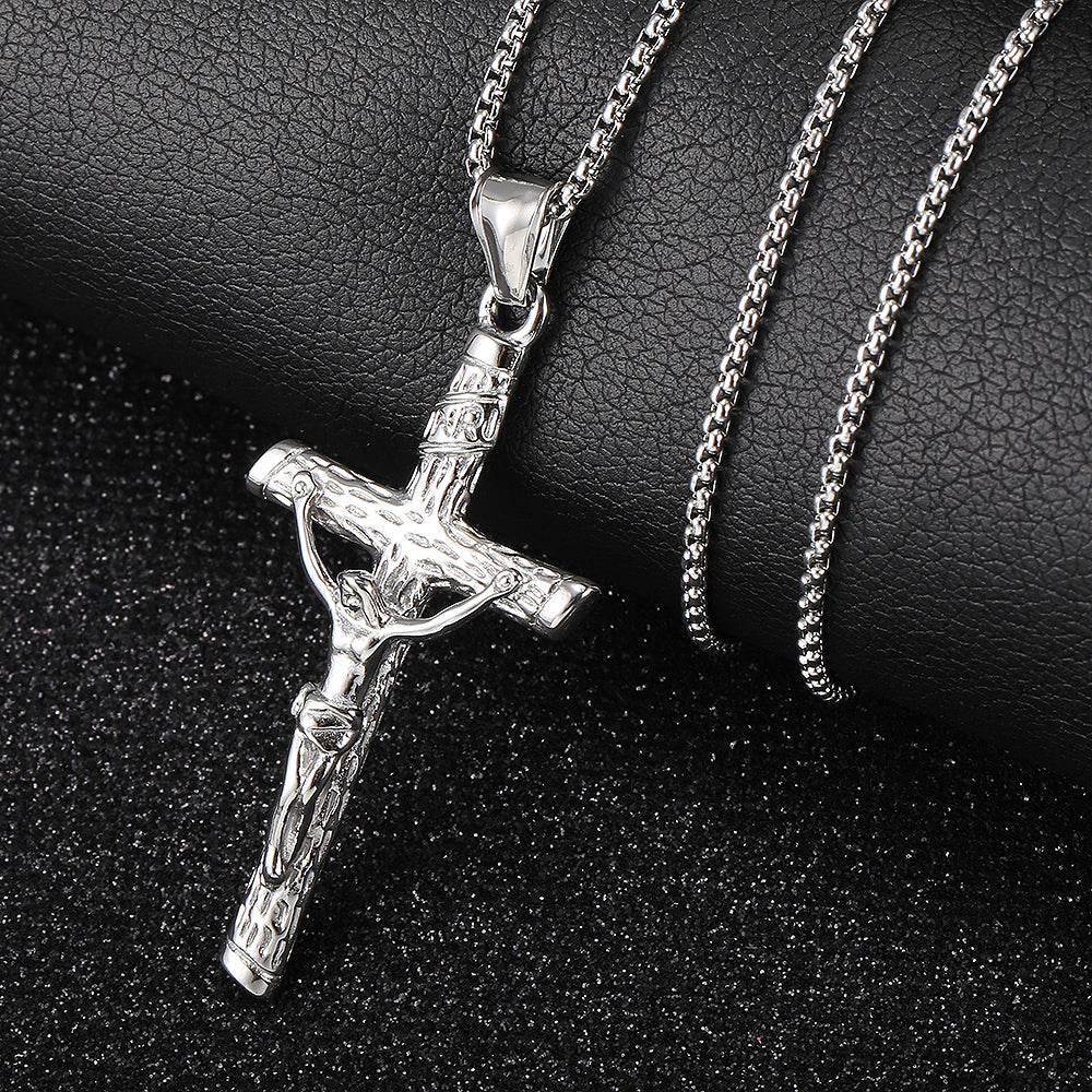 Gold Crucifix Jesus Pendant Necklace Box Chain 18-24inch