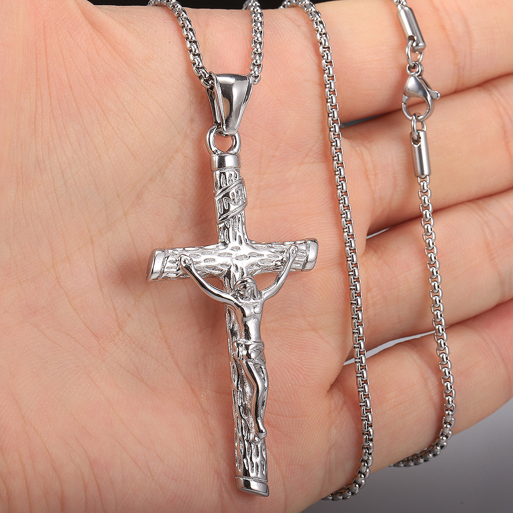 Gold Crucifix Jesus Pendant Necklace Box Chain 18-24inch