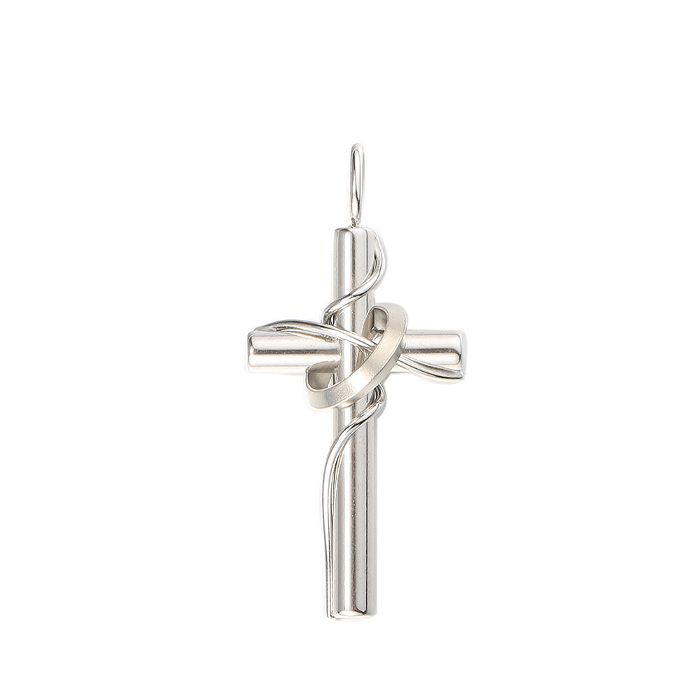 3mm Cross Pendant Necklace Silver Black Cuban Chain