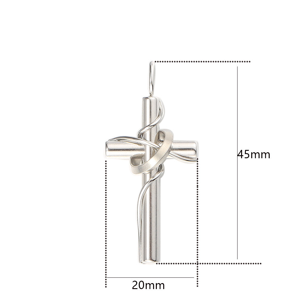 3mm Cross Pendant Necklace Silver Black Cuban Chain