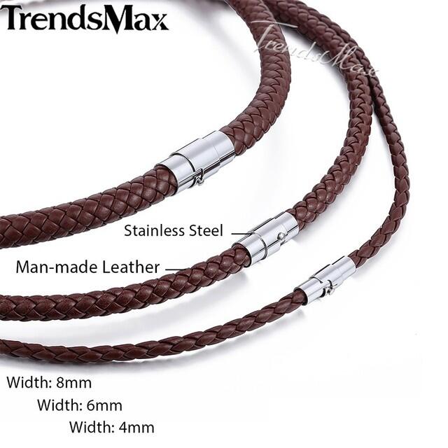 4/6/8mm Man-made Leather Necklace Choker 14-24inch
