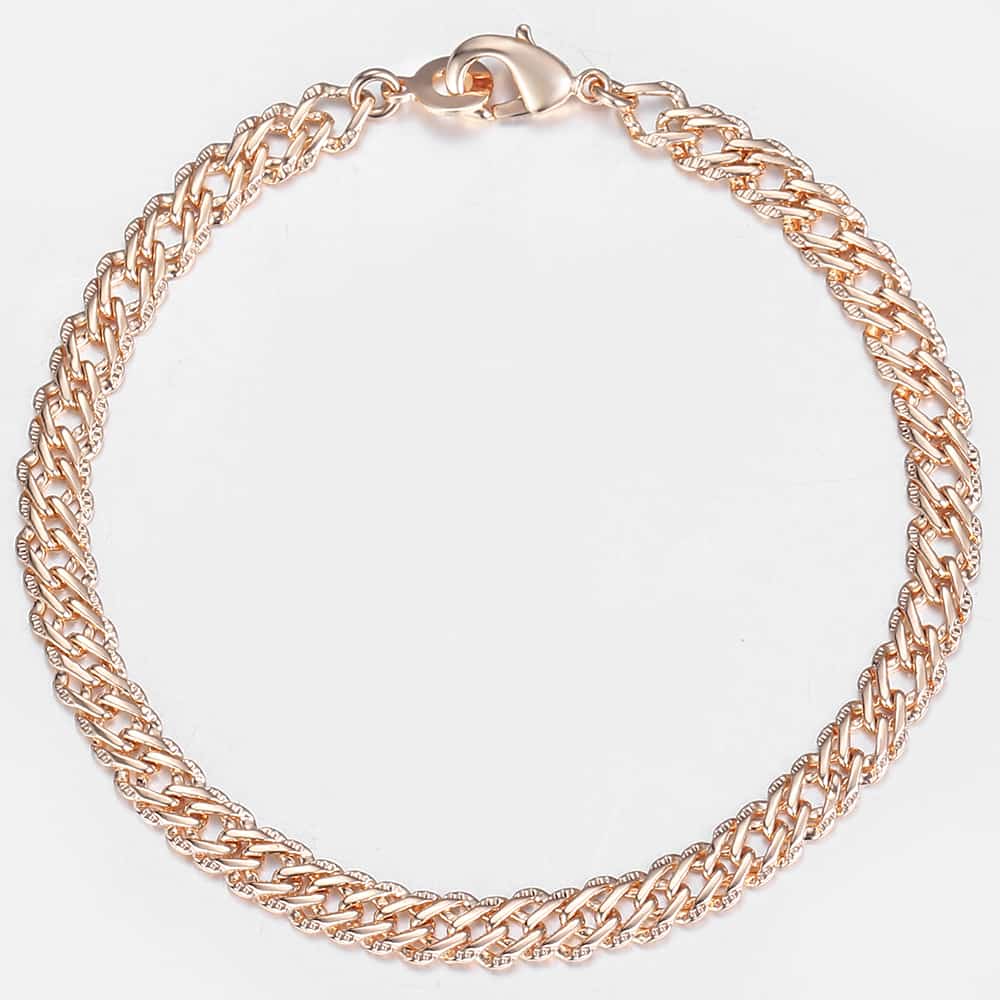 5.5mm Rose Gold Hammered Chain Bracelet 20cm