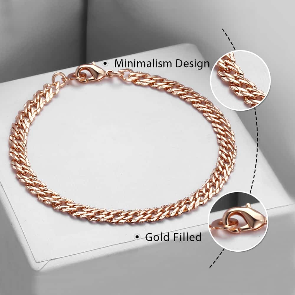 5.5mm Rose Gold Hammered Chain Bracelet 20cm