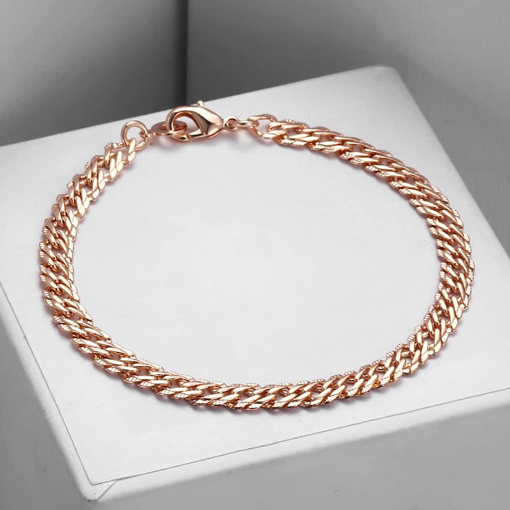 5.5mm Rose Gold Hammered Chain Bracelet 20cm