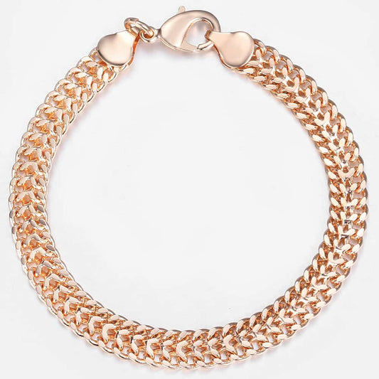 7.5mm Rose Gold Bismarck Chain Bracelet 20cm