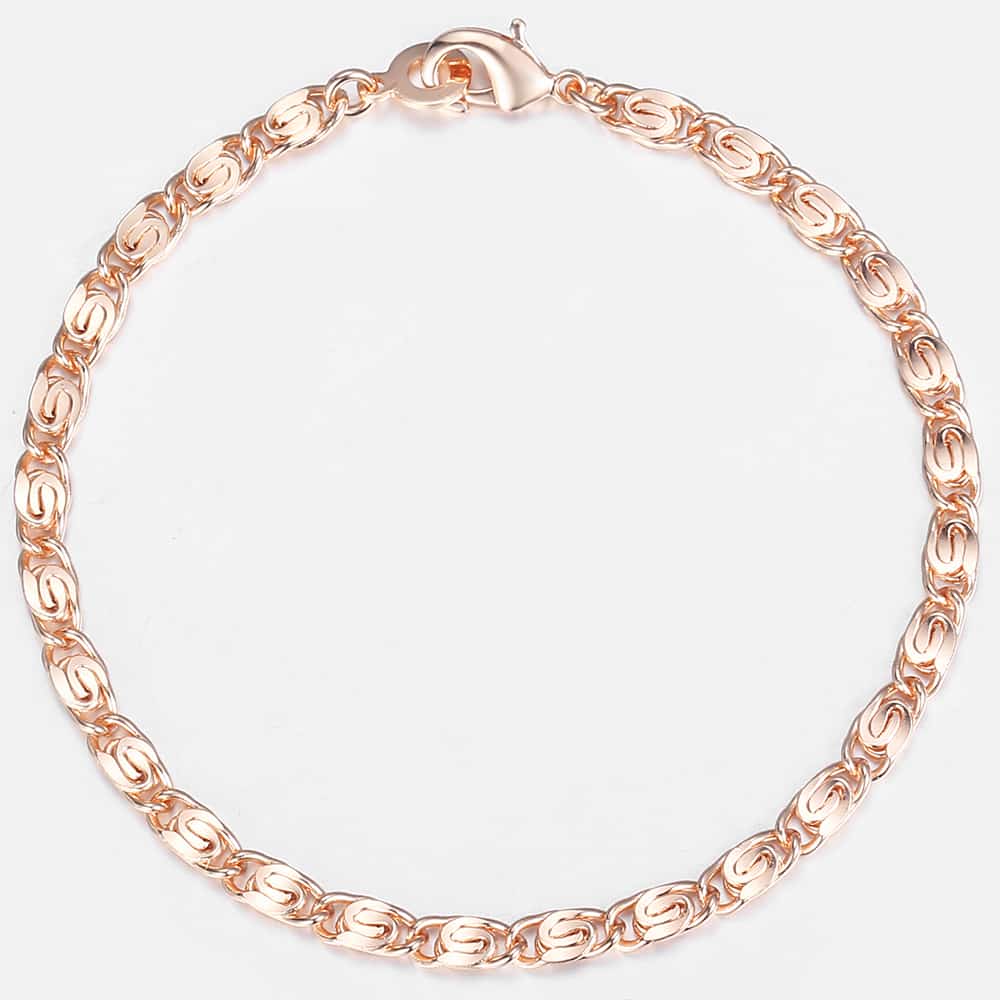 4mm Rose Gold Snail Chain Bracelet 20cm